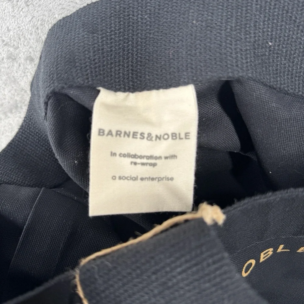 Barnes & Noble Premium‎ Organic In-Conversion Cotton Tote Black & Gold New